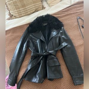 Black leather jacket -Lauren by Ralph Lauren